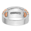 IBGoodman 14k White and Rose Gold Men's Polished and Cut-Out 2-Row 1 Carat AA Quality Diamond Ring