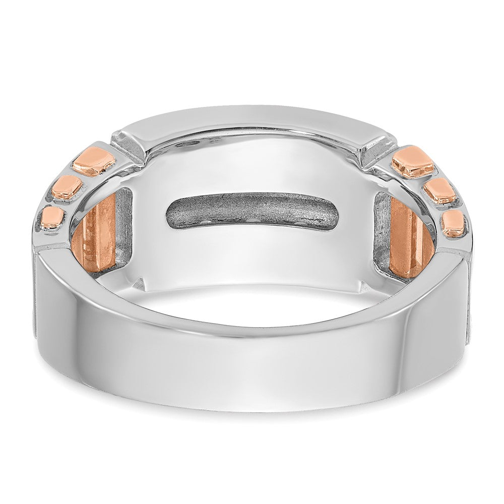 IBGoodman 14k White and Rose Gold Men's Polished and Cut-Out 2-Row 1 Carat AA Quality Diamond Ring