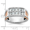 IBGoodman 14k White and Rose Gold Men's Polished and Cut-Out 2-Row 1 Carat AA Quality Diamond Ring