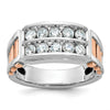 IBGoodman 14k White and Rose Gold Men's Polished and Cut-Out 2-Row 1 Carat AA Quality Diamond Ring