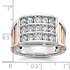 IBGoodman 14k White and Rose Gold Men's Polished and Cut-Out 3-Row 1 1/5 Carat AA Quality Diamond Ring