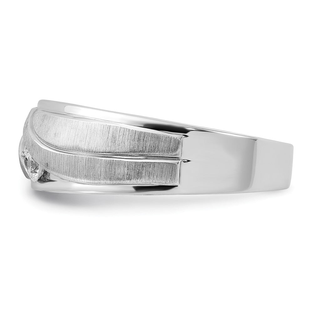14k White Gold 1/3 carat Lab Grown Diamond VS/SI+ G+ Complete Polished and Grooved Men's Ring