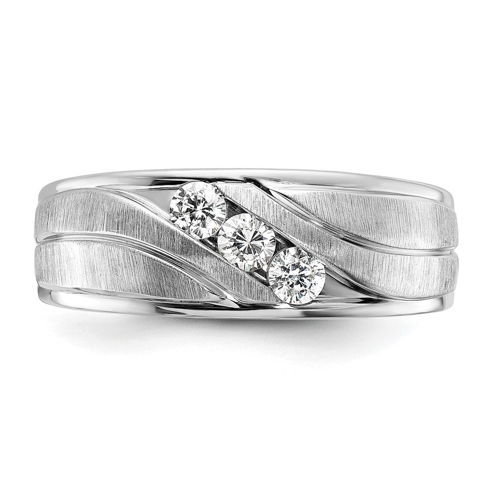 14k White Gold 1/3 carat Lab Grown Diamond VS/SI+ G+ Complete Polished and Grooved Men's Ring