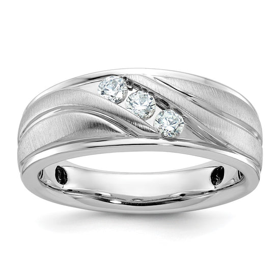14k White Gold 1/3 carat Lab Grown Diamond VS/SI+ G+ Complete Polished and Grooved Men's Ring