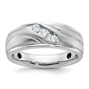 14k White Gold 1/3 carat Lab Grown Diamond VS/SI+ G+ Complete Polished and Grooved Men's Ring