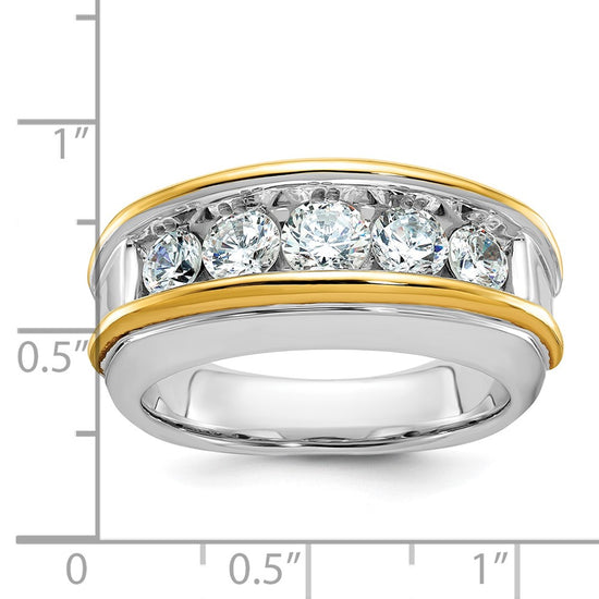 14k Two-tone IBGoodman Men's Polished 5-Stone Ring Mounting