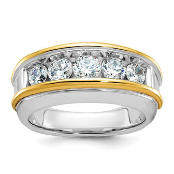14k Two-tone IBGoodman Men's Polished 5-Stone Ring Mounting