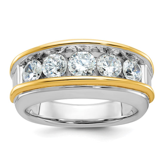 14k Two-tone IBGoodman Men's Polished 5-Stone Ring Mounting