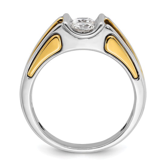14k Two-tone Men's 3/4 carat Diamond Complete Ring
