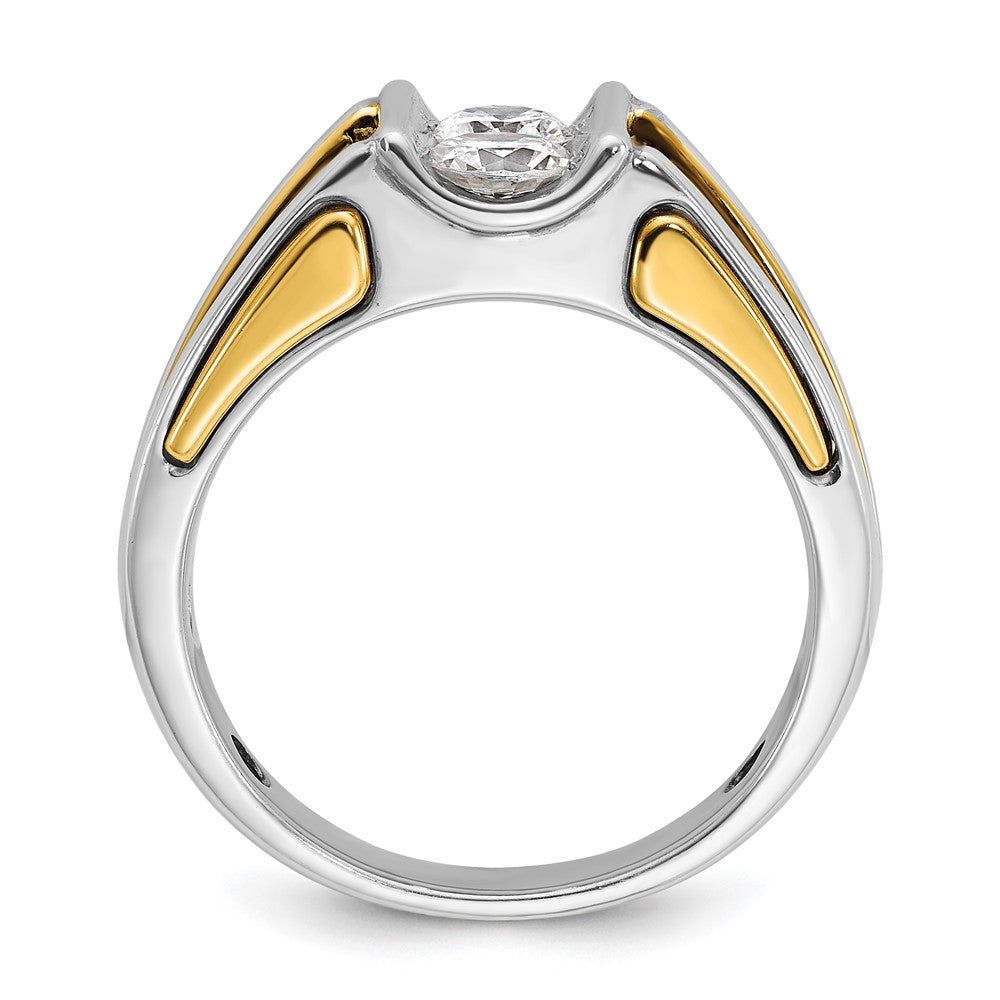 14k Two-tone Men's 3/4 carat Diamond Complete Ring