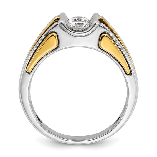 14k Two-tone Men's 3/4 carat Diamond Complete Ring