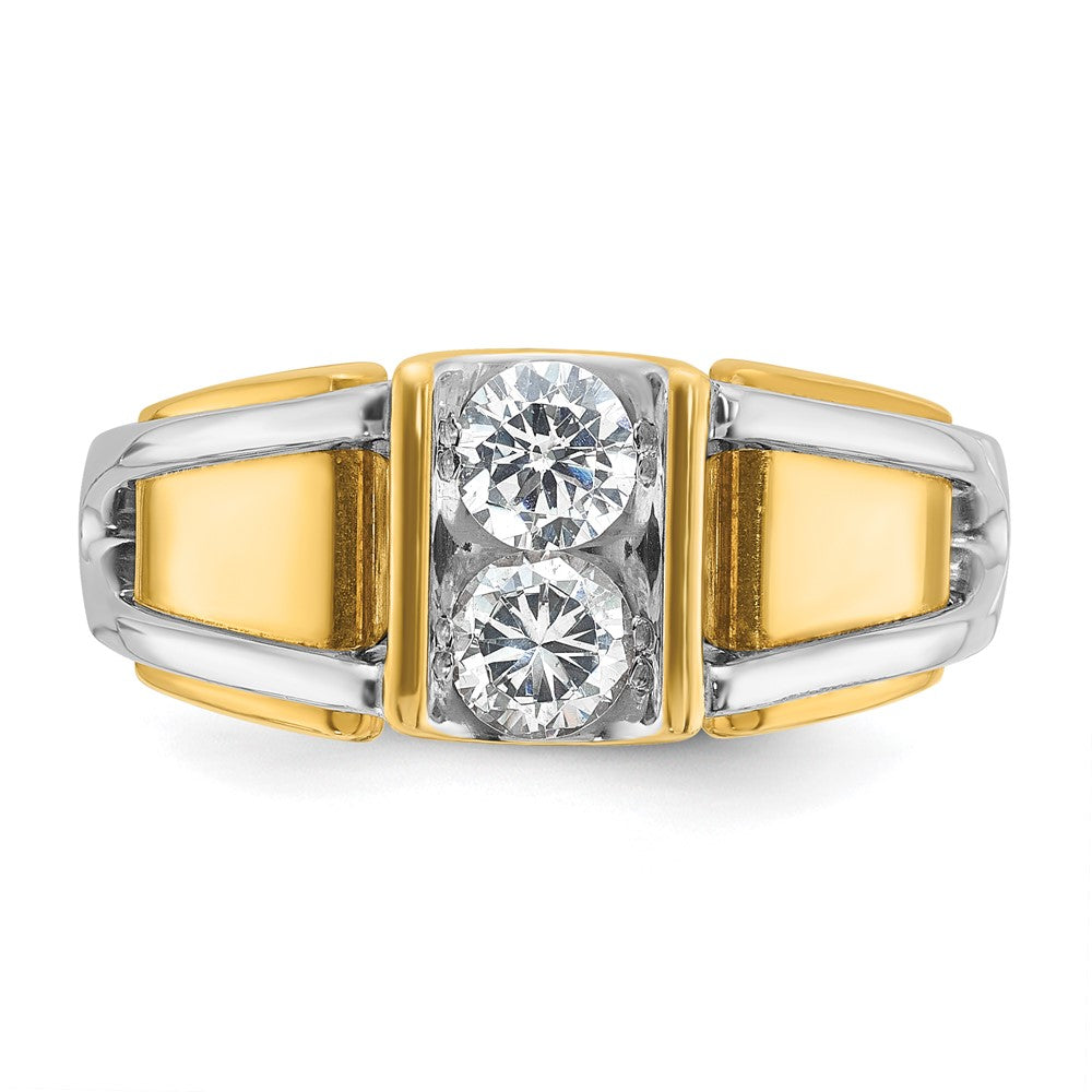 14k Two-tone Men's 3/4 carat Diamond Complete Ring