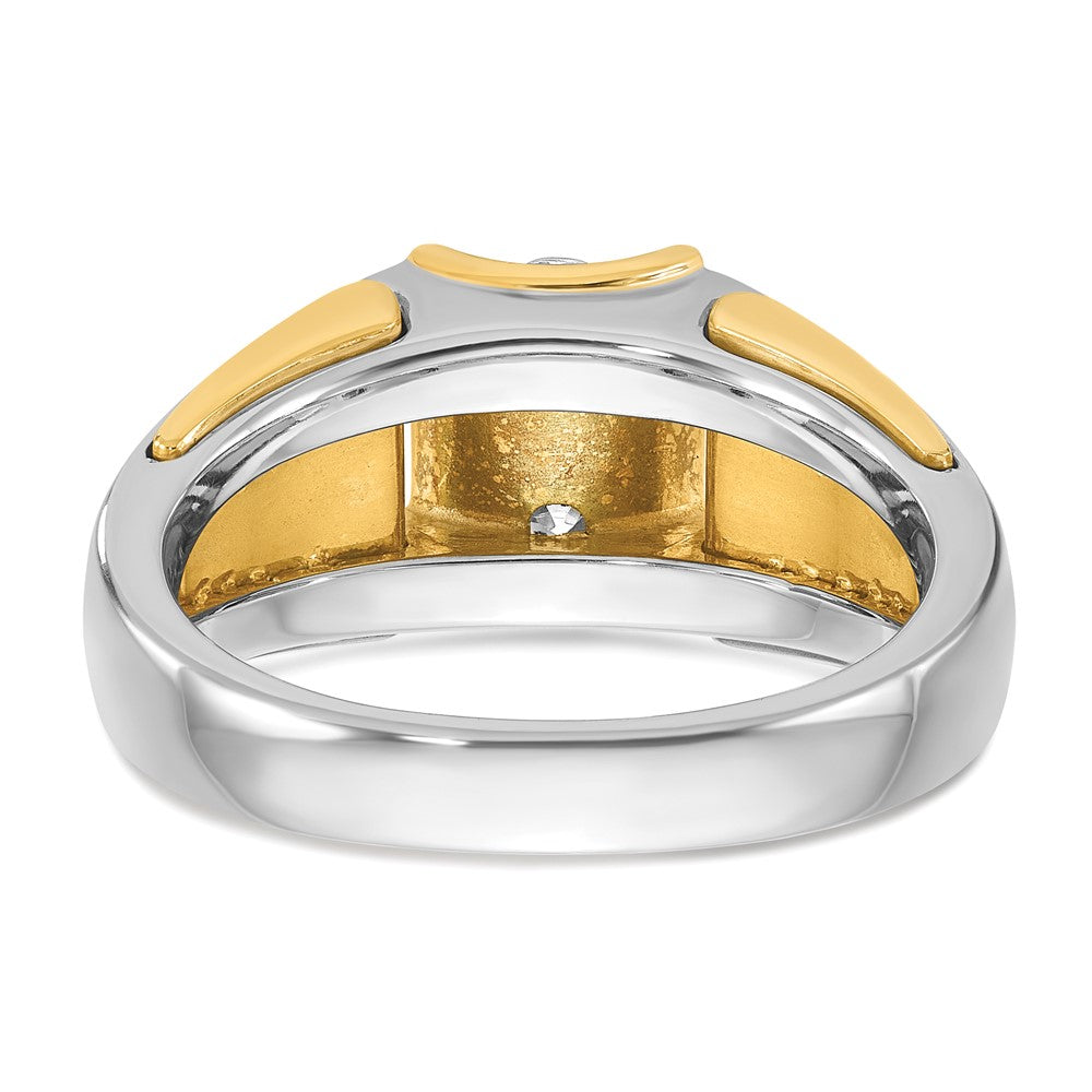 14k Two-tone Men's 3/4 carat Diamond Complete Ring