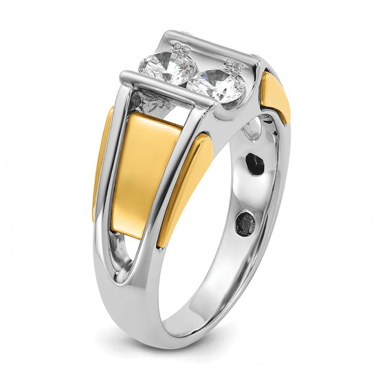 14k Two-tone Men's 3/4 carat Diamond Complete Ring