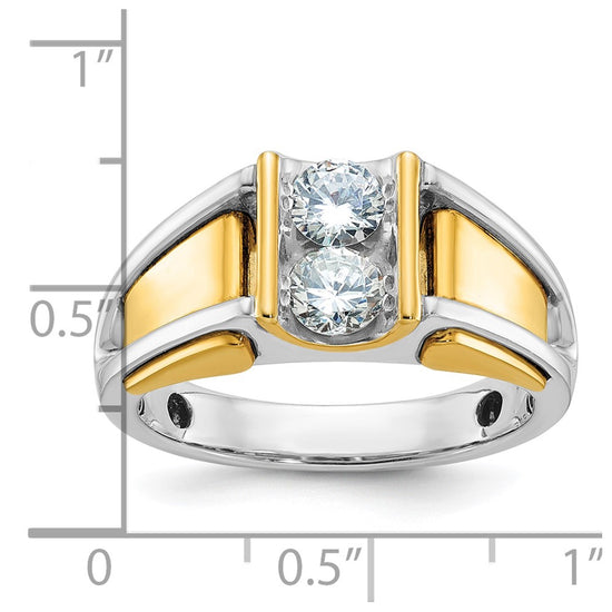 14k Two-tone Men's 3/4 carat Diamond Complete Ring