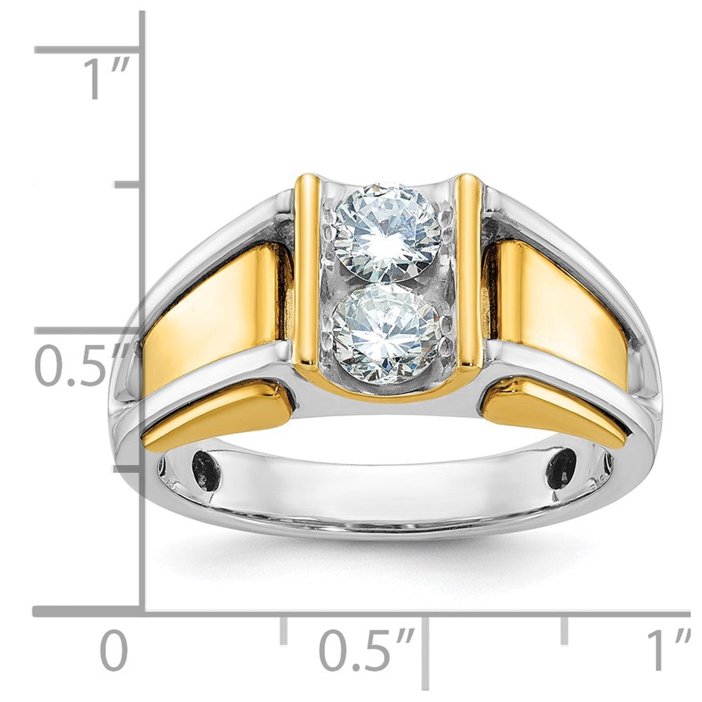 14k Two-tone Men's 3/4 carat Diamond Complete Ring