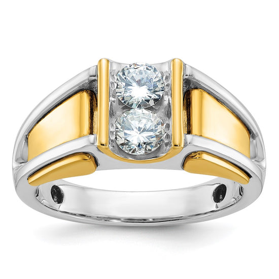 14k Two-tone Men's 3/4 carat Diamond Complete Ring