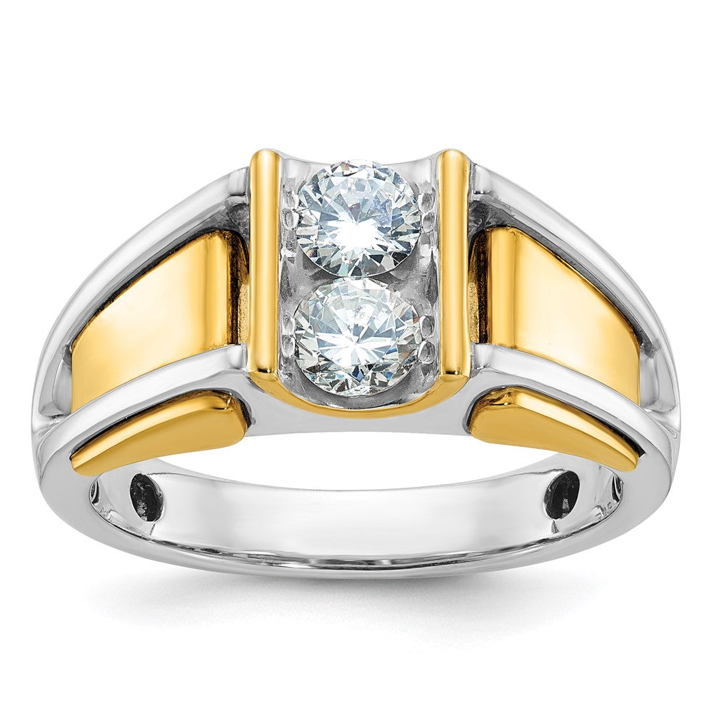 14k Two-tone Men's 3/4 carat Diamond Complete Ring