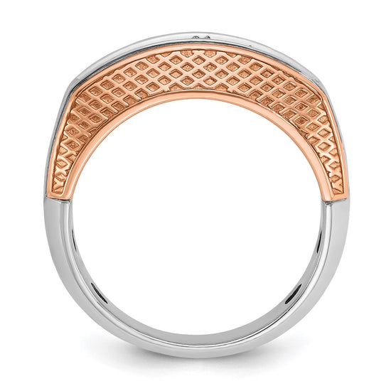 IBGoodman 14k White and Rose Gold Men's Polished and Textured 5-Stone Ring Mounting