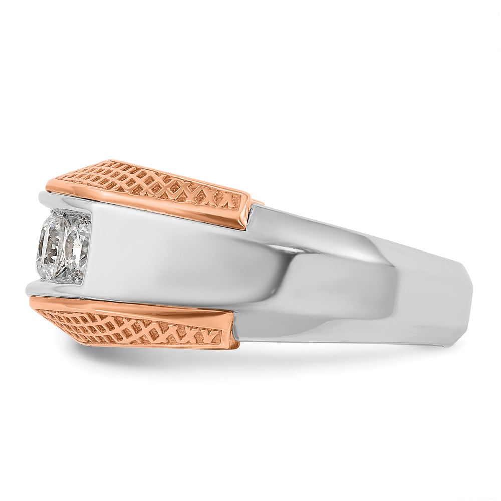IBGoodman 14k White and Rose Gold Men's Polished and Textured 5-Stone Ring Mounting