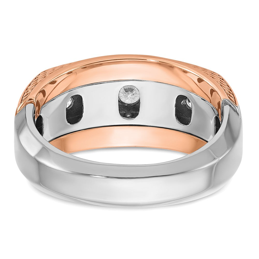 IBGoodman 14k White and Rose Gold Men's Polished and Textured 5-Stone Ring Mounting