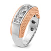 14k White and Rose Gold Men's Polished and Textured 5-Stone 1 Carat AA Quality Diamond Ring