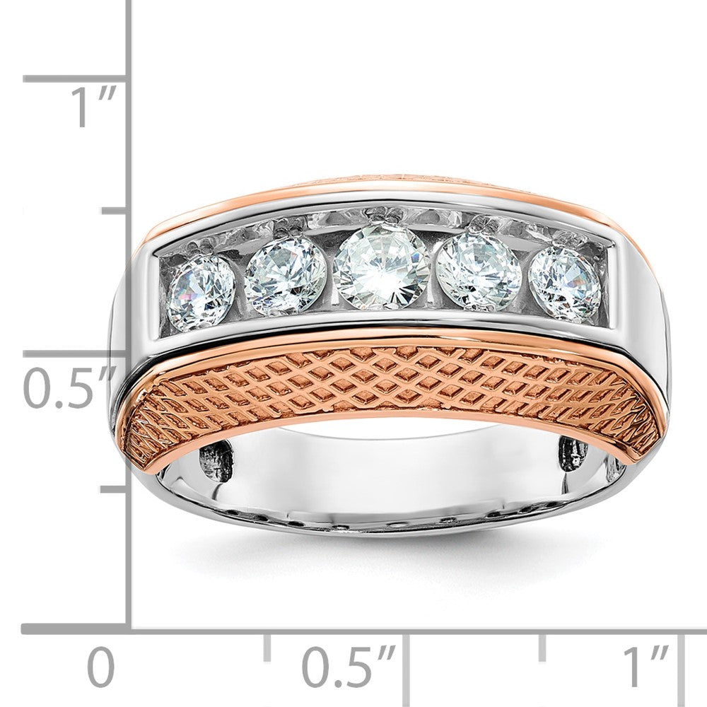 IBGoodman 14k White and Rose Gold Men's Polished and Textured 5-Stone Ring Mounting