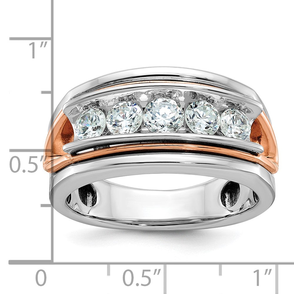 IBGoodman 14k Rose and White Gold Men's Polished Cut-Out 5-Stone Ring Mounting