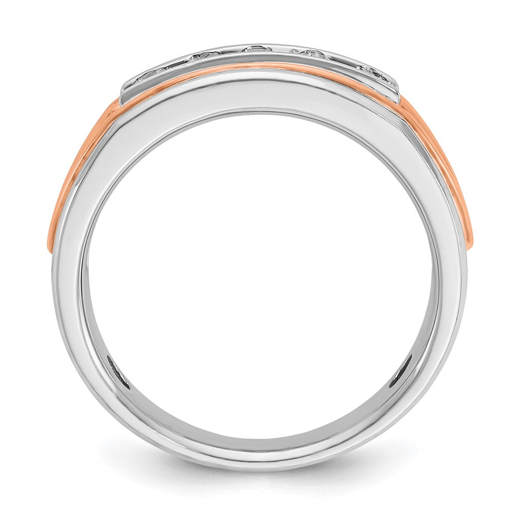 14k Rose and White Gold Men's Polished Cut-Out 5-Stone 1/2 Carat AA Quality Diamond Ring
