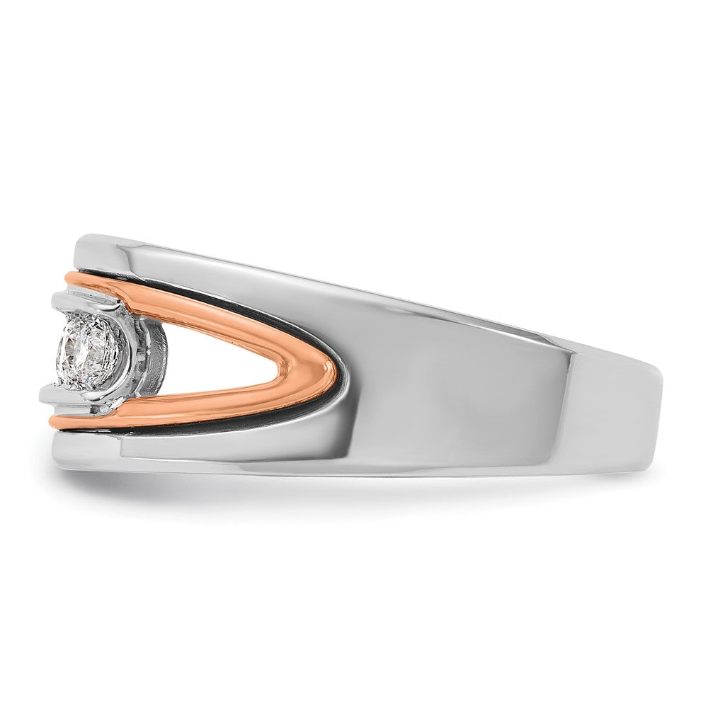 14k Rose and White Gold Men's Polished Cut-Out 5-Stone 1/2 Carat AA Quality Diamond Ring