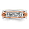 14k Rose and White Gold Men's Polished Cut-Out 5-Stone 1/2 Carat AA Quality Diamond Ring