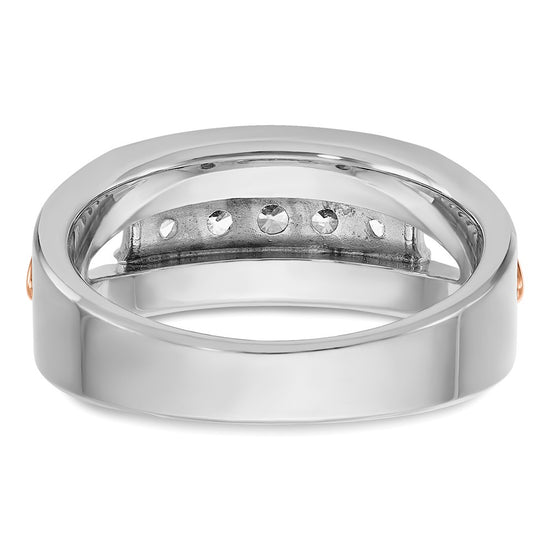 14k Rose and White Gold Men's Polished Cut-Out 5-Stone 1/2 Carat AA Quality Diamond Ring