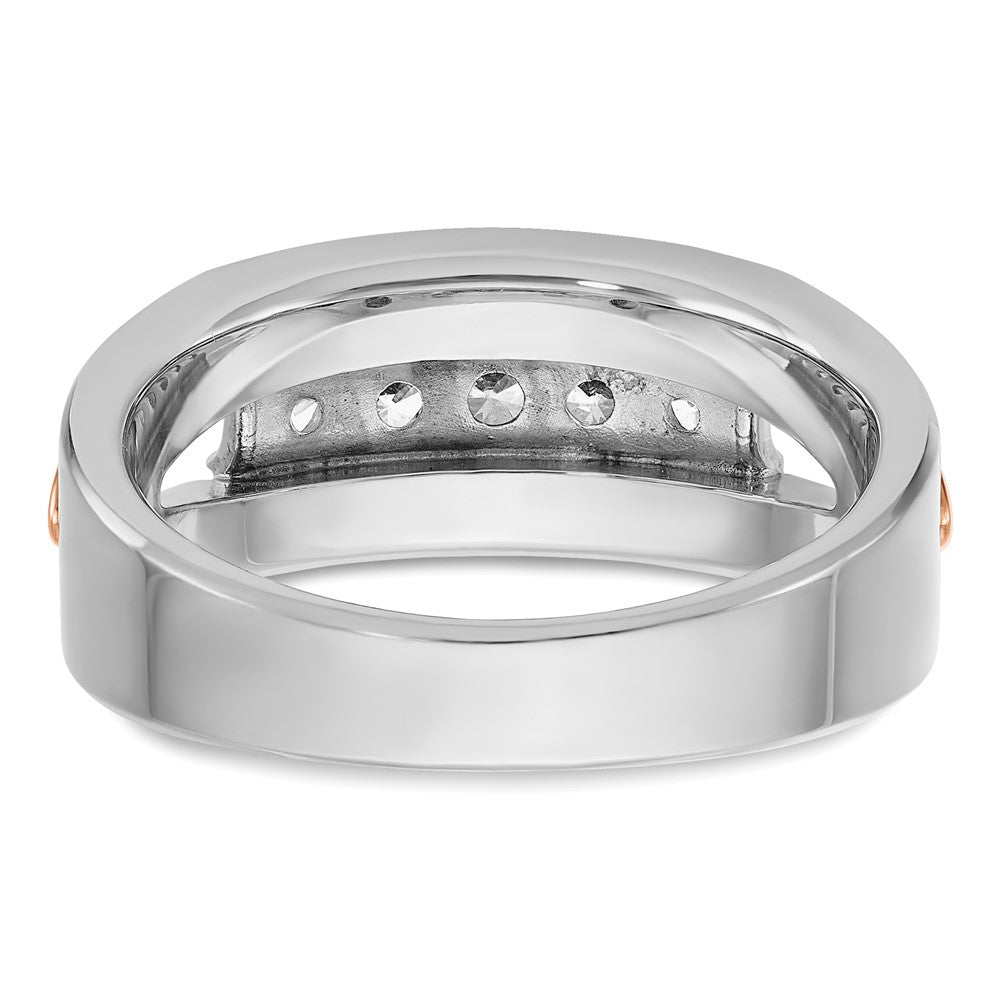 14k Rose and White Gold Men's Polished Cut-Out 5-Stone 1/2 Carat AA Quality Diamond Ring