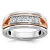 14k Rose and White Gold Men's Polished Cut-Out 5-Stone 1/2 Carat AA Quality Diamond Ring