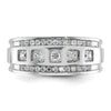 IBGoodman 14k White Gold Men's Polished and Grooved Square 1 1/4 Carat AA Quality Diamond 5-Stone Ring