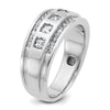 IBGoodman 14k White Gold Men's Polished and Grooved Square 1 1/4 Carat AA Quality Diamond 5-Stone Ring