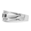 IBGoodman 14k White Gold Men's Polished and Grooved Square Black and White 1 1/5 Carat AA Quality Diamond 5-Stone Ring