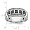 IBGoodman 14k White Gold Men's Polished and Grooved Square Black and White 1 1/5 Carat AA Quality Diamond 5-Stone Ring