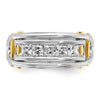 14k Two-tone Men's Polished and Cut-Out 5-Stone 1 Carat AA Quality Square Diamond Ring