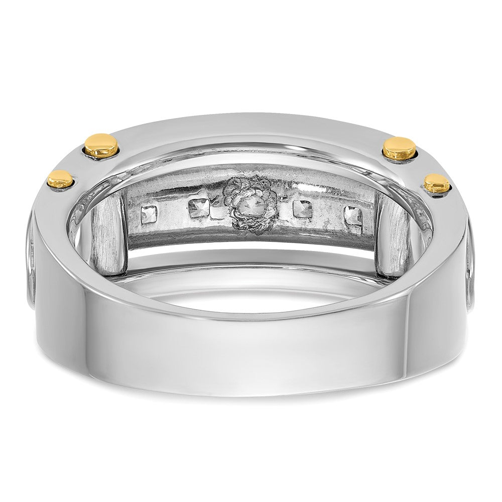 IBGoodman 14k Two-tone Men's Polished and Cut-Out Square 5-Stone Ring Mounting