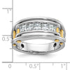 14k Two-tone Men's Polished and Cut-Out 5-Stone 1 Carat AA Quality Square Diamond Ring