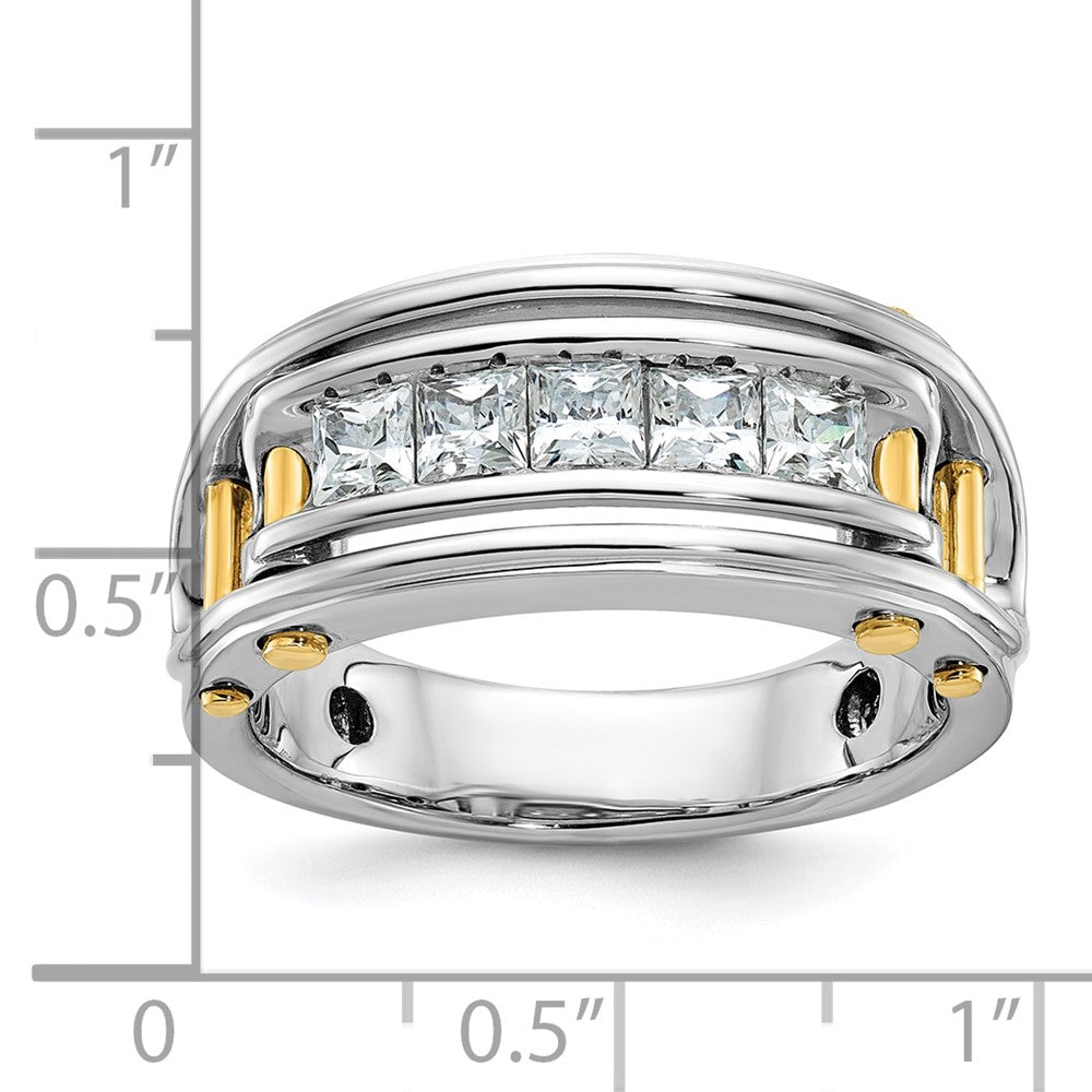 IBGoodman 14k Two-tone Men's Polished and Cut-Out Square 5-Stone Ring Mounting