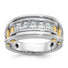 14k Two-tone Men's Polished and Cut-Out 5-Stone 1 Carat AA Quality Square Diamond Ring