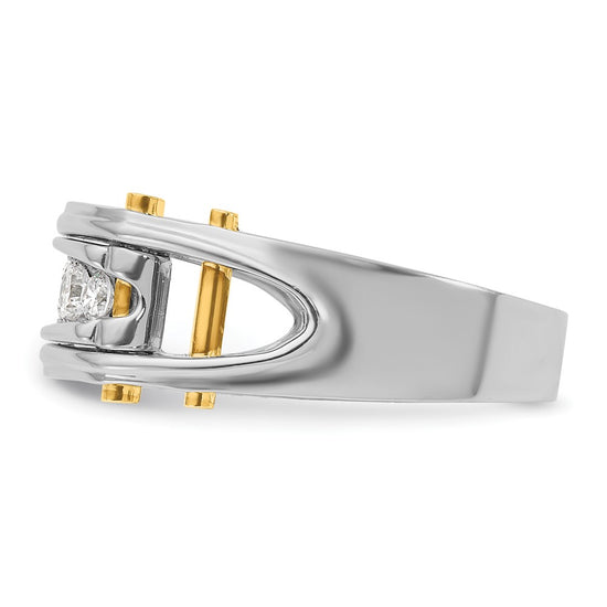 IBGoodman 14k Two-tone Men's Polished Grooved and Cut-Out 5-Stone Ring Mounting