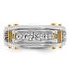 14k Two-tone Men's Polished Grooved and Cut-Out 5-Stone 1/2 Carat AA Quality Diamond Ring