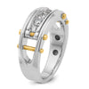 14k Two-tone Men's Polished Grooved and Cut-Out 5-Stone 1/2 Carat AA Quality Diamond Ring