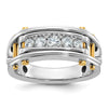 14k Two-tone Men's Polished Grooved and Cut-Out 5-Stone 1/2 Carat AA Quality Diamond Ring