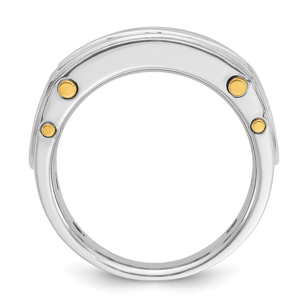 14k Two-tone Men's Polished Grooved and Cut-Out 5-Stone 1 Carat AA Quality Diamond Ring