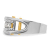 14k Two-tone Men's Polished Grooved and Cut-Out 5-Stone 1 Carat AA Quality Diamond Ring