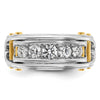 14k Two-tone Men's Polished Grooved and Cut-Out 5-Stone 1 Carat AA Quality Diamond Ring